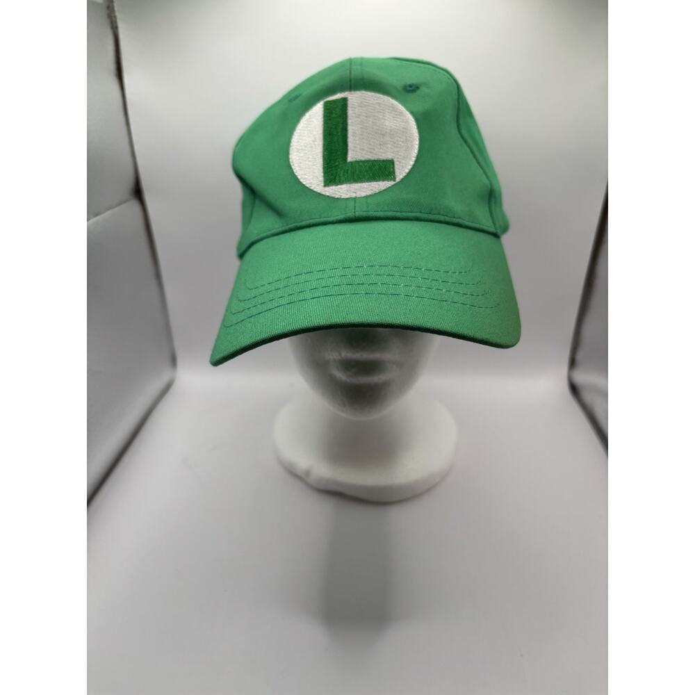 Luigi Super Mario Bros Green Baseball Hat Embroidered- Adjustable Strap.